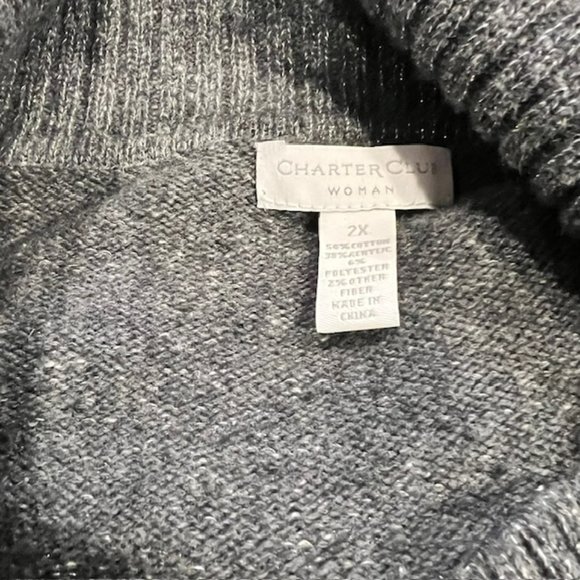 Charter Club Black & Silver 3/4 Sleeve Cowl neck Sweater Size 2X - Picture 9 of 9